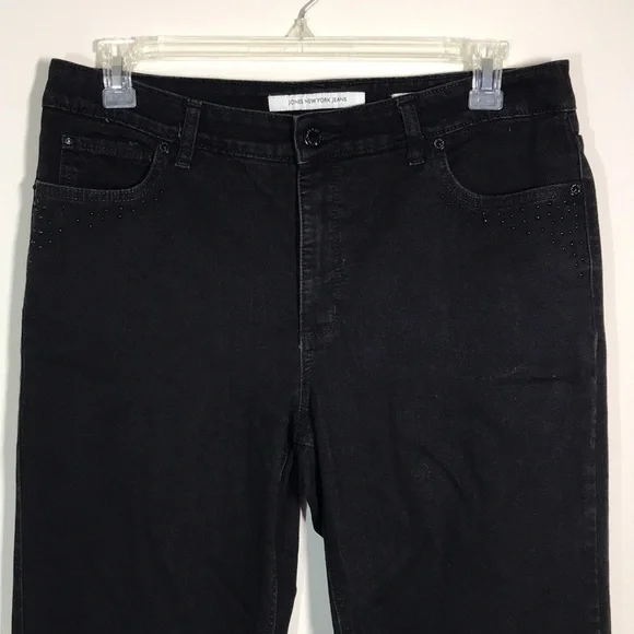 Jones New York Lexington Straight 16 Jeans Black Tummy Control